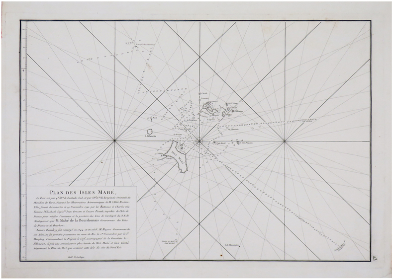  [SEYCHELLES] Plan des isles Mahé.. APRES de MANNEVILLETTE (Jean-Baptiste-Nicolas-Denis d').
