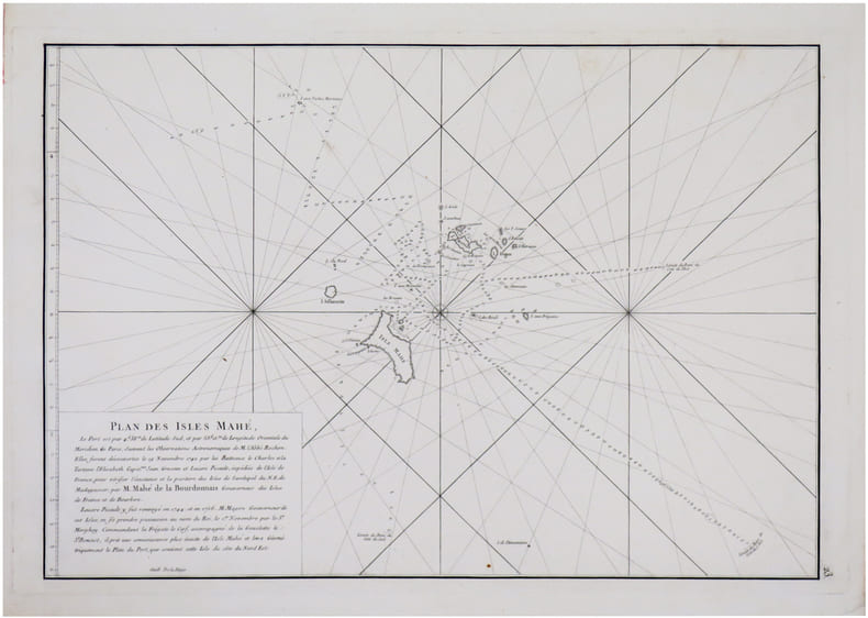  [SEYCHELLES] Plan des isles Mah&eacute;.. APRES de MANNEVILLETTE (Jean-Baptiste-Nicolas-Denis d').