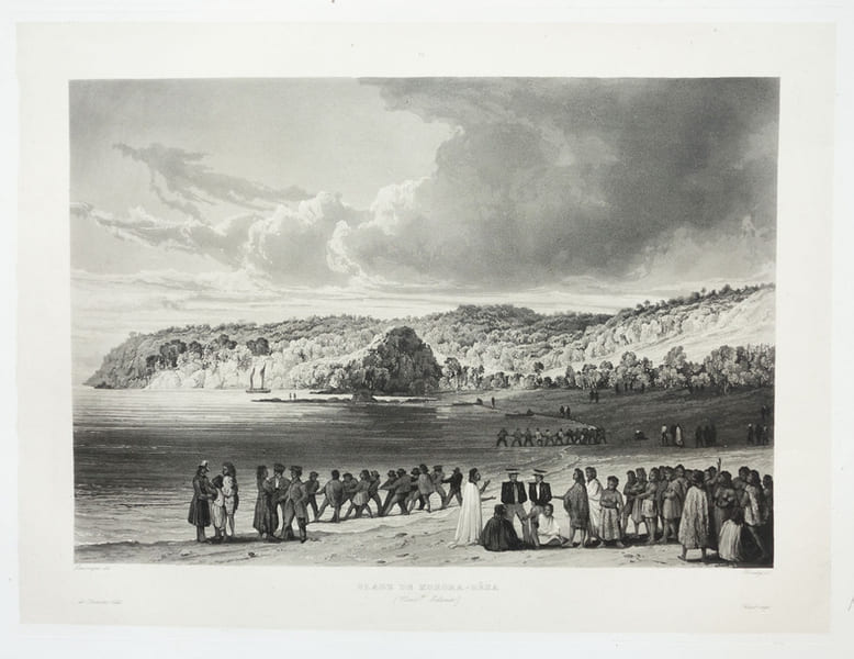  [NOUVELLE-ZELANDE] Plage de Korora-R&ecirc;ka (Nouv.lle Z&eacute;lande).. LAPLACE (Cyrille Pierre Th&eacute;odore).