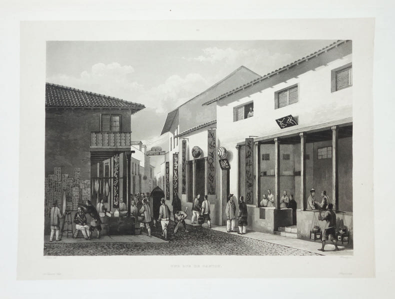  [CANTON/CHINE] Une rue de Canton.. LAPLACE (Cyrille Pierre Th&eacute;odore).