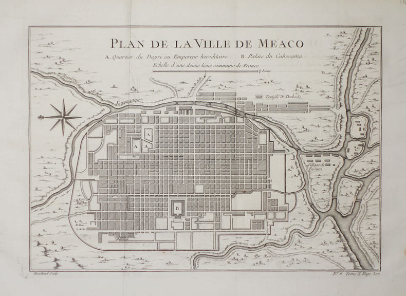  [KYOTO] Plan de la ville de Meaco.. BELLIN (Jacques-Nicolas).