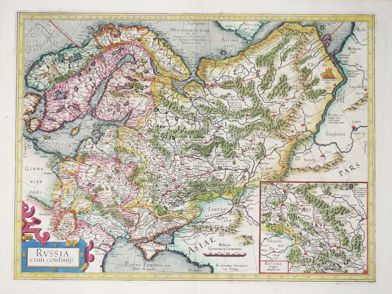  Russia cum confiniis.. MERCATOR (Gerard).