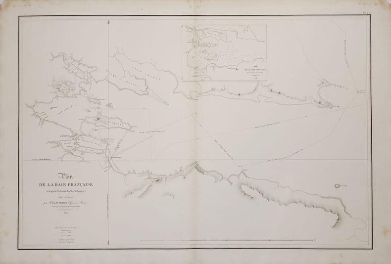 [MALOUINES/FALKLANDS] Plan de la Baie Fran&ccedil;aise (&agrave; la partie orientale des &Icirc;les Malouines). . FREYCINET (Louis-Claude Desaulses de) & DUPERREY ...