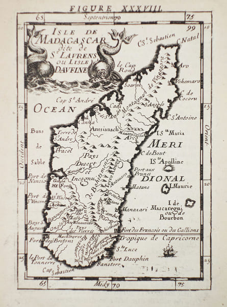  [MADAGASCAR] Isle de Madagascar dite de St Laurens ou l'isle Daufine.. MANESSON-MALLET (Allain).