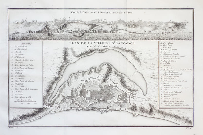  [BRESIL] Plan de la ville de St. Salvador capitale du Br&eacute;sil.. BELLIN (Jacques-Nicolas).