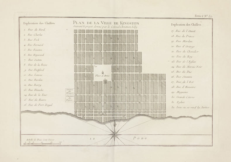  [JAMAIQUE] Plan de la ville de Kingston.. BELLIN (Jacques-Nicolas).
