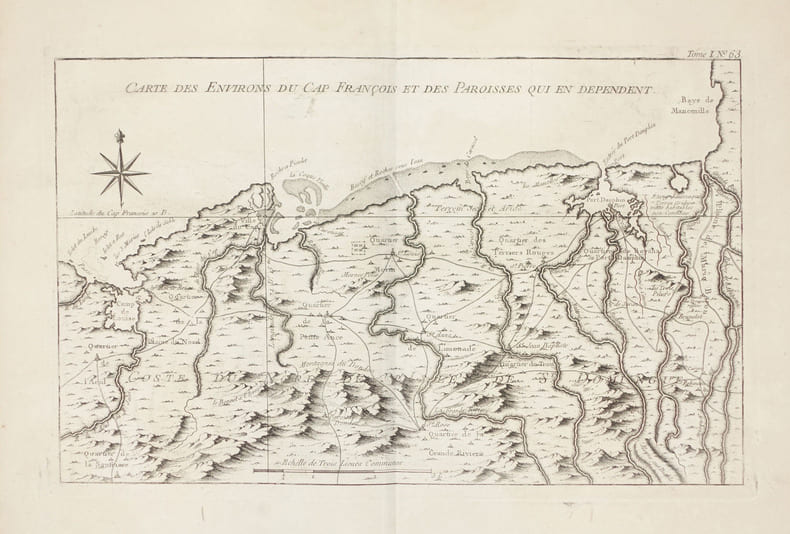  [HAITI] Carte des environs du Cap Fran&ccedil;ois et des paroisses qui en  d&eacute;pendent.. BELLIN (Jacques-Nicolas).