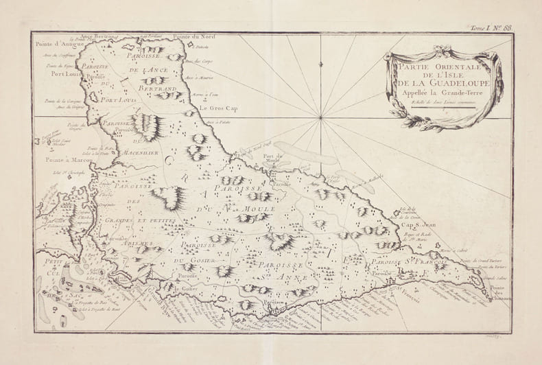  [GUADELOUPE] Partie orientale de l'isle de la Guadeloupe appell&eacute;e la Grande-Terre.. BELLIN (Jacques-Nicolas).