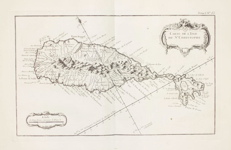 [SAINT KITTS] Carte de l'sle de St. Christophe.. BELLIN (Jacques-Nicolas).