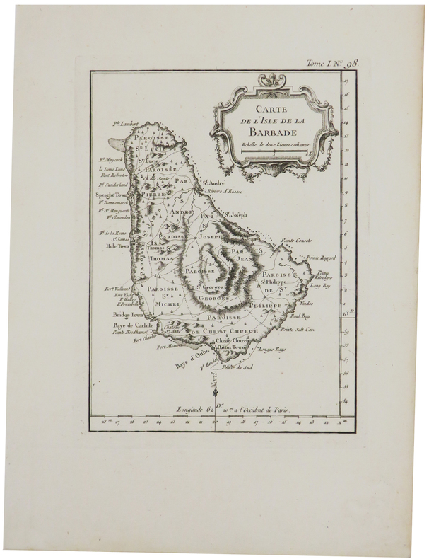 [BARBADE] Carte de l'isle de la Barbade.. BELLIN (Jacques-Nicolas).