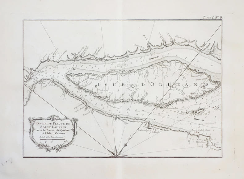  [ILE d'ORLEANS/QUEBEC] Partie du fleuve de Saint Laurent avec le bassin de Qu&eacute;bec et l'isle d'Orl&eacute;ans.. BELLIN (Jacques-Nicolas).