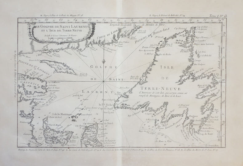  [TERRE-NEUVE] Le golphe de Saint Laurent et l'isle de Terre-Neuve.. BELLIN (Jacques-Nicolas).