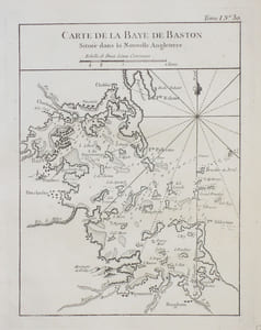  [BOSTON] Carte de la baye de Baston située dans la Nouvelle Angleterre.