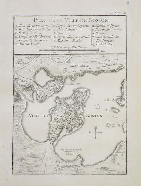  [BOSTON] Plan de la ville de Boston et ses environs.. BELLIN (Jacques-Nicolas).