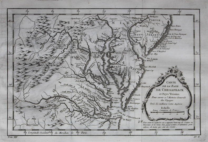 Carte de la Baye de Chesapeack et pays voisins.. BELLIN (Jacques-Nicolas).