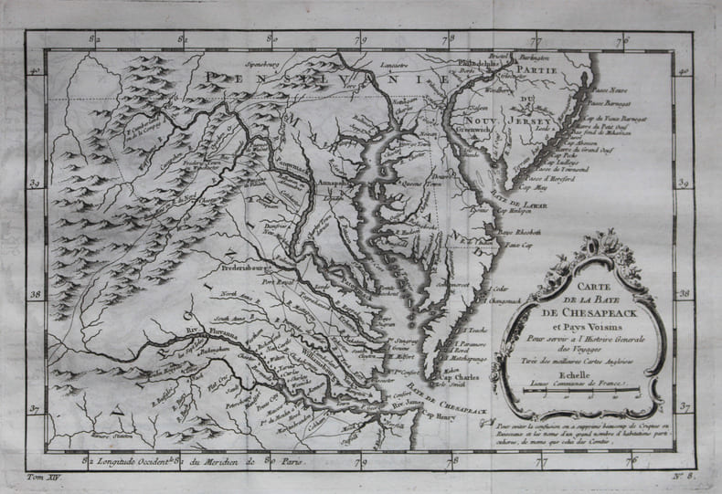 Carte de la Baye de Chesapeack et pays voisins.. BELLIN (Jacques-Nicolas).