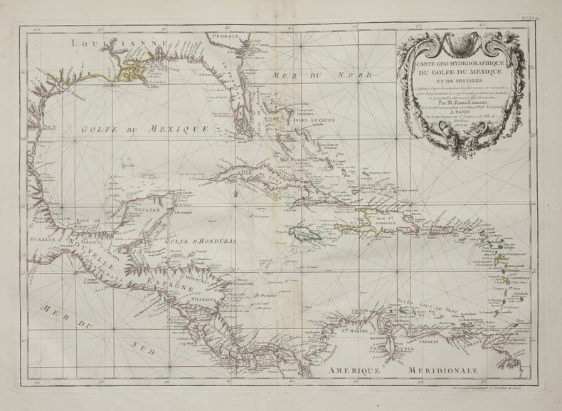 Carte g&eacute;o-hydrographique du golfe du Mexique et de ses isles.. RIZZI-ZANNONI (Giovanni Antonio).