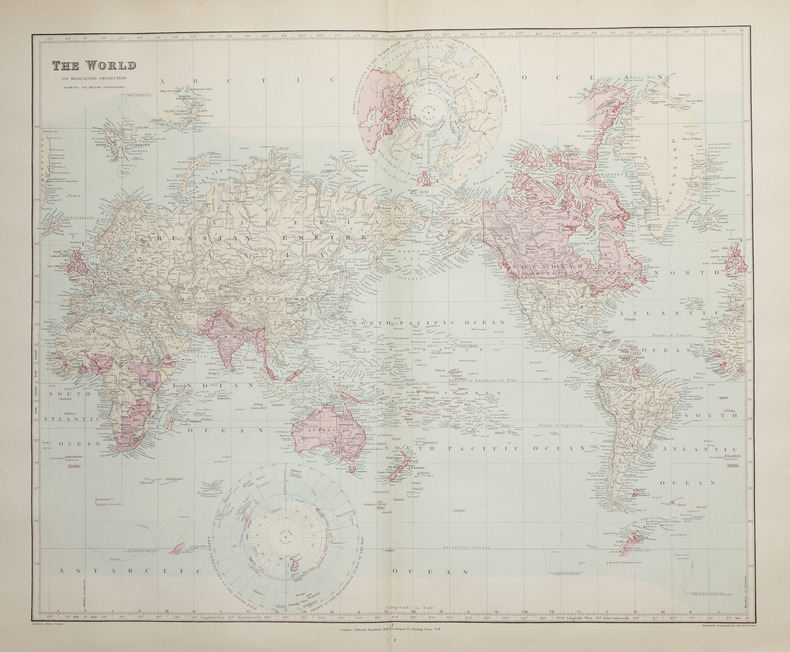  The World on Mercator's projection showing the British possessions.. STANFORD (Edward).