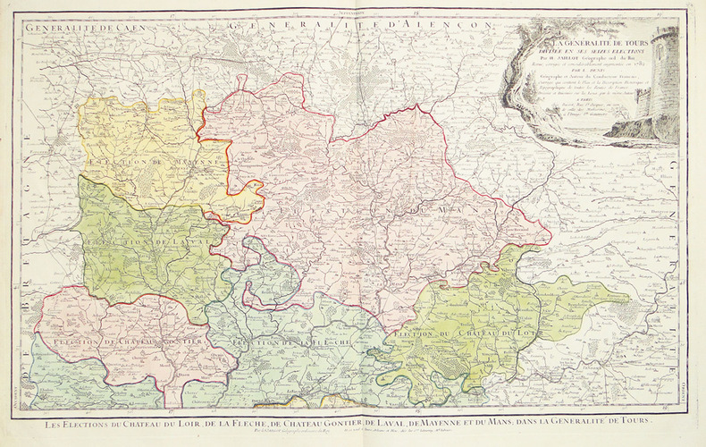  La Généralité de Tours divisée en ses seizes élections. Revue, corrigée et considérablement augmentée en 1782.. JAILLOT (Alexis-Hubert).