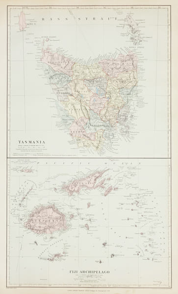  [TASMANIE & FIDJI] Tasmania - Fiji archipelago.. STANFORD (Edward).