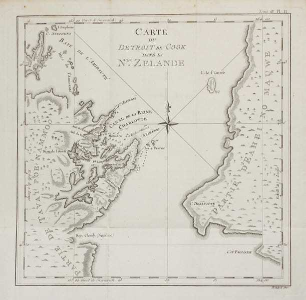  [NOUVELLE-ZELANDE] Carte du d&eacute;troit de Cook dans la N.le Z&eacute;lande.. COOK (James).