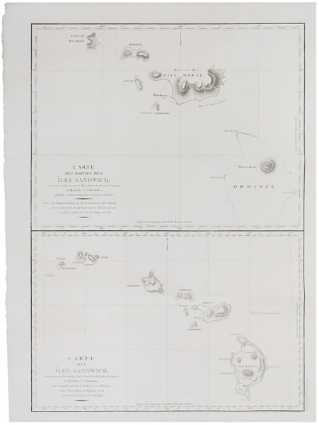  [HAWAII] Carte des parties des &icirc;les Sandwich - Carte des &icirc;les Sandwich.. LA P&Eacute;ROUSE (Jean-Fran&ccedil;ois de Galaup, comte de).