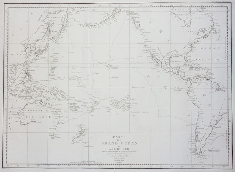  Carte du Grand Oc&eacute;an ou Mer du Sud.. LA P&Eacute;ROUSE (Jean-Fran&ccedil;ois de Galaup, comte de).
