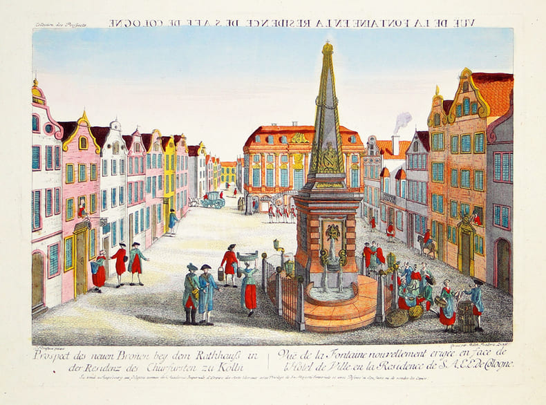  [BONN] Vu&euml; de la fontaine en la r&eacute;sidence de S.A.E.E. de Cologne.. DELSENBACH (Johann Adam) & LEIZELT (Balthasar Friedrich).