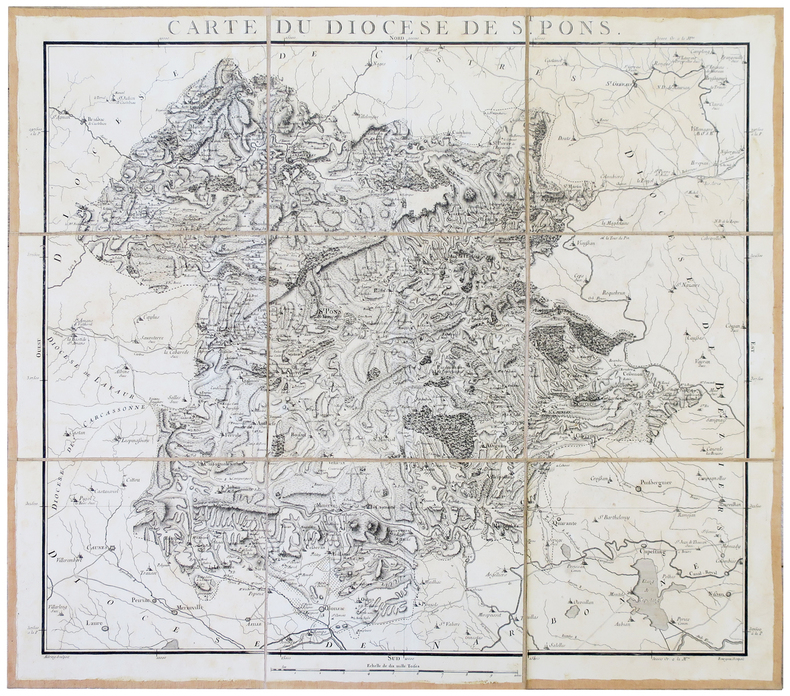  [SAINT-PONS-de-THOMIERES] Carte du diocèse de St. Pons.. CASSINI de THURY (César-François) & CAPITAINE (Louis).