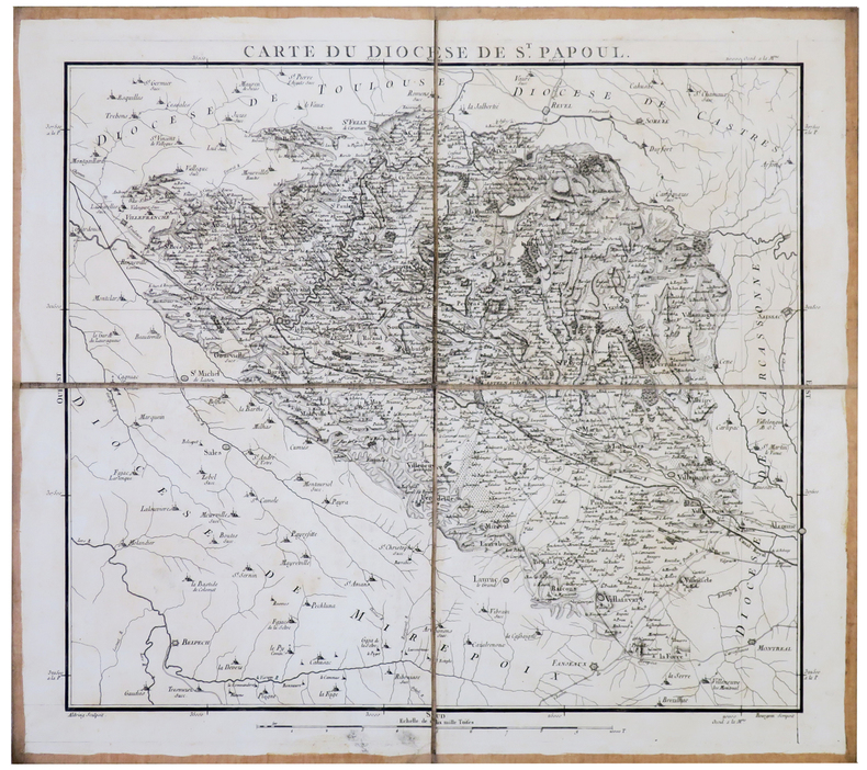  [SAINT-PAPOUL] Carte du diocèse de St. Papoul.. CASSINI de THURY (César-François) & CAPITAINE (Louis).