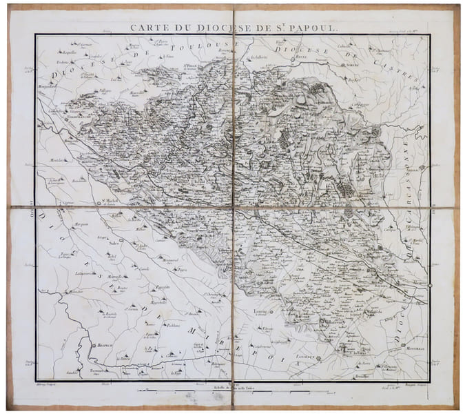  [SAINT-PAPOUL] Carte du dioc&egrave;se de St. Papoul.. CASSINI de THURY (C&eacute;sar-Fran&ccedil;ois) & CAPITAINE (Louis).