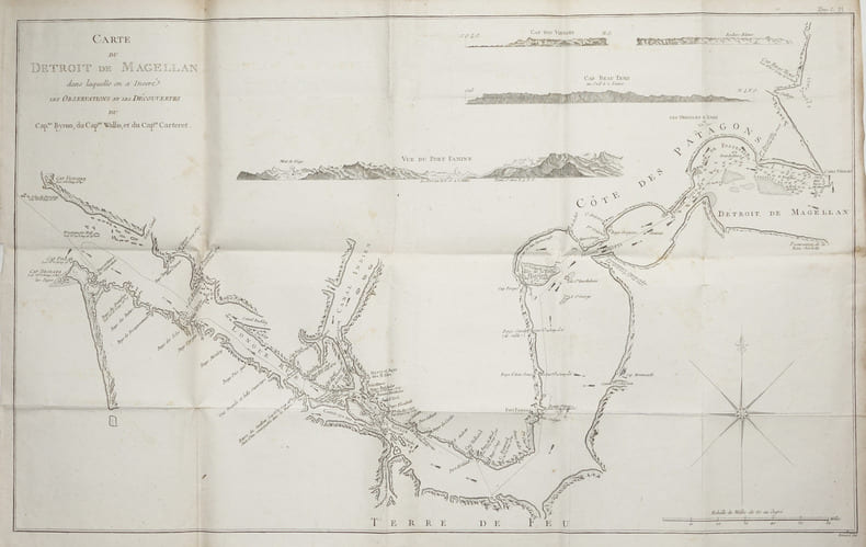  Carte du d&eacute;troit de Magellan dans laquelle on a ins&eacute;r&eacute; les observations et les d&eacute;couvertes .. COOK (James).