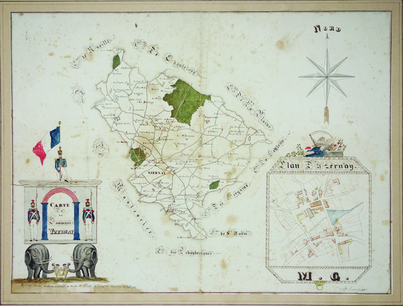  Carte de la commune Yzernay.. GANDRIOT (Melle).