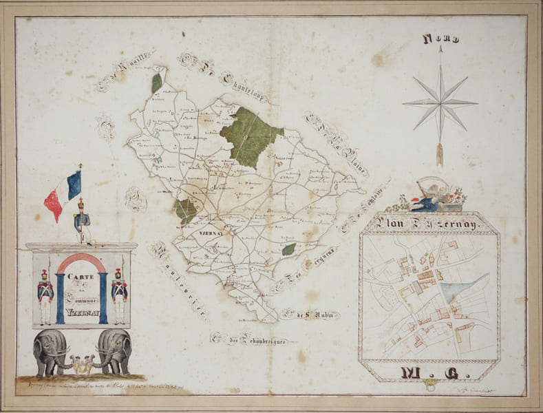  Carte de la commune Yzernay.. GANDRIOT (Melle).