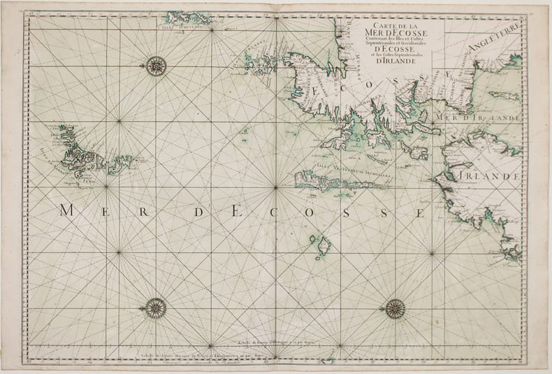  [&Eacute;COSSE & IRLANDE] Carte de la mer d'Ecosse contenant les isles et costes septentrionales et occidentales d'Ecosse et les costes septentrionales ...