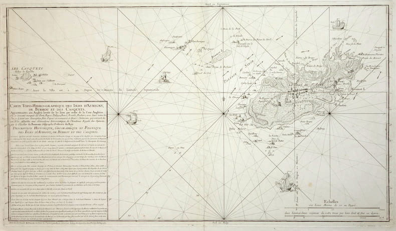  [&Icirc;LES ANGLO-NORMANDES] Carte topo-hidro-graphique des isles d'Aurigny, de Burhou et des Casquets, appartenantes aux Anglois, lev&eacute;es sur les lieux par ...