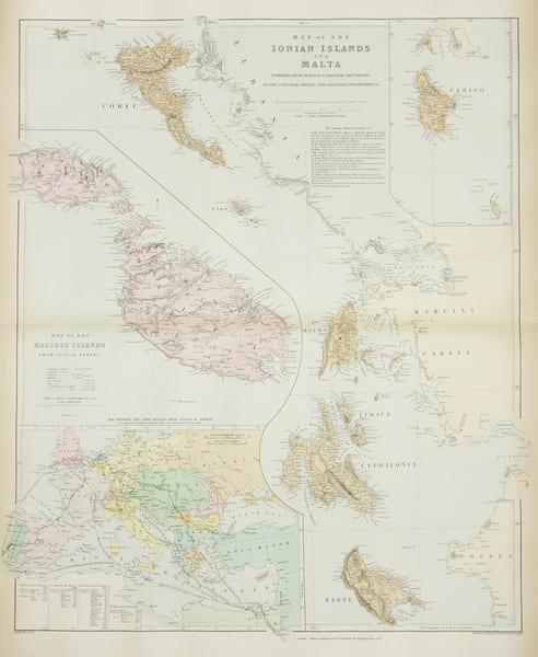  [&Icirc;LES IONIENNES & MALTE] Map of the Ionian Islands and Malta.. STANFORD (Edward).