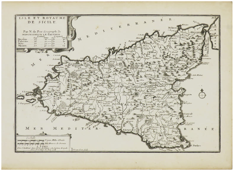  [SICILE] Isle et royaume de Sicile.. FER (Nicolas de).