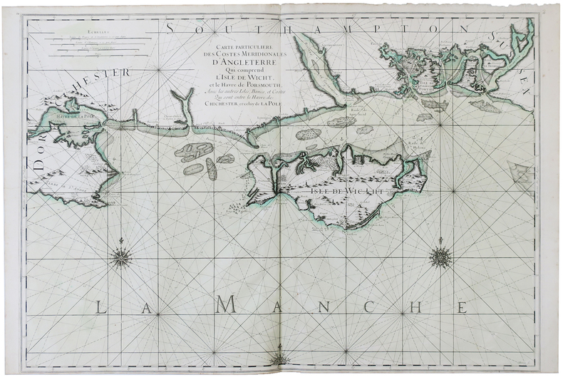  [ÎLE DE WIGHT] Carte particulière des costes méridionales d'Angleterre qui comprend l'isle de Wicht, et le havre de Portsmouth, avec les autres ...