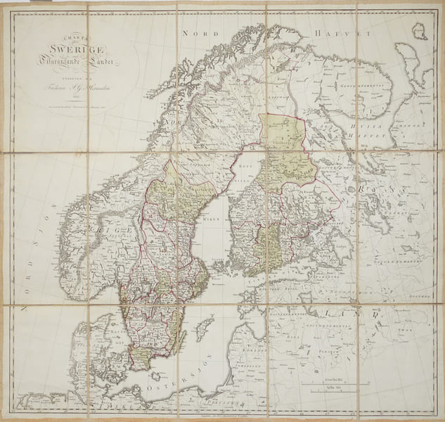  [SUEDE] Charta &ouml;fwer Swerige med Tilgr&auml;nsande L&auml;nder.. HERMELIN (Samuel Gustav).