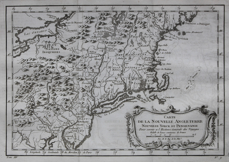  Carte de la Nouvelle Angleterre, Nouvelle Yorck et Pensilvanie.. BELLIN (Jacques-Nicolas).