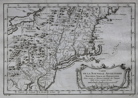 Carte de la Nouvelle Angleterre, Nouvelle Yorck et Pensilvanie.. BELLIN (Jacques-Nicolas).