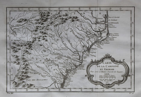 Carte de la Caroline et Géorgie.. BELLIN (Jacques-Nicolas).