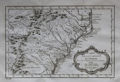 Carte de la Caroline et Géorgie.