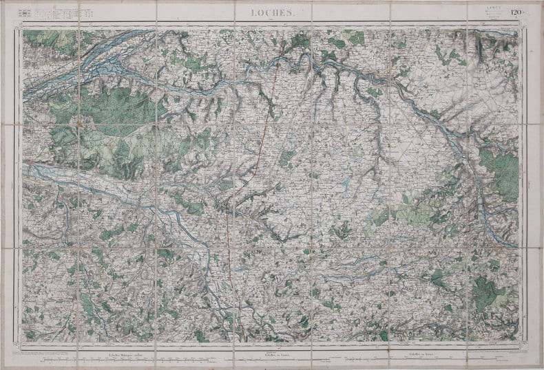  [TOURAINE] Loches.. D&Eacute;P&Ocirc;T de la GUERRE & CARTE de l'&Eacute;TAT-MAJOR.