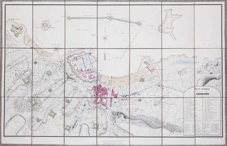  [CHERBOURG] Plan g&eacute;n&eacute;ral du port et de la ville de Cherbourg avec les fortifications de terre et de mer.. LE BRETON (Louis).