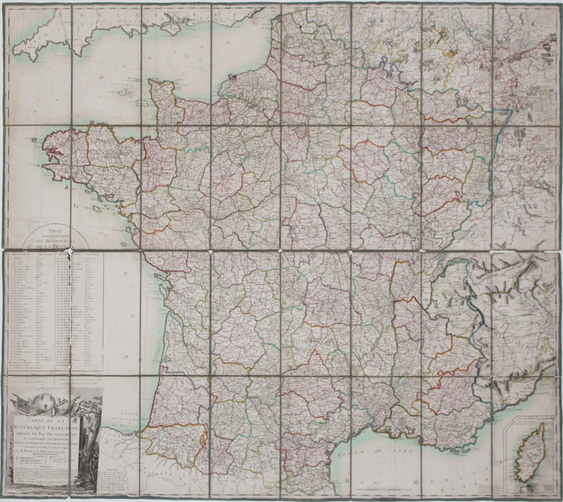  Carte de la République Française divisée en 84 départemens, et subdivisée par districts, suivant le décret de l'Assemblée Nationale, sanctionné par ...