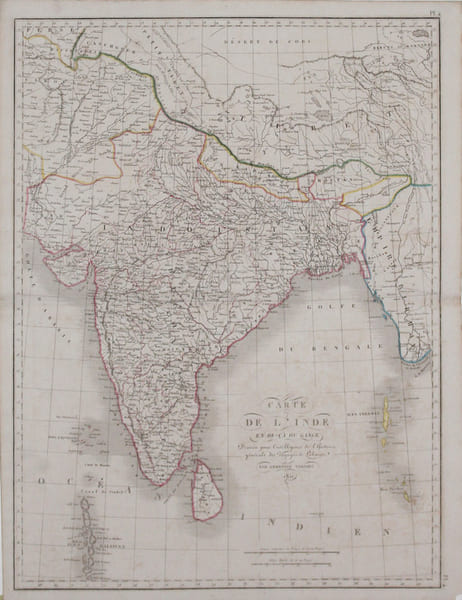  Carte de l'Inde en de-&ccedil;&agrave; du Gange.. TARDIEU (Ambroise).