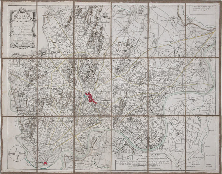  [FOR&Ecirc;T de FONTAINEBLEAU] Carte de la forest de Fontainebleau et de ses environs divis&eacute;e en ses huit gardes.. DENIS (Louis) & PASQUIER (Jacques-Jean).