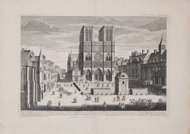  Ve&ucirc;e et perspectives du portail de Notre Dame.. AVELINE (Antoine).